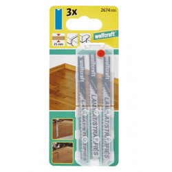 3 brzeszczoty Wolfcraft - uchwyt U, do laminatu, paneli 3 brzeszczoty Wolfcraft - uchwyt U, do laminatu, paneli