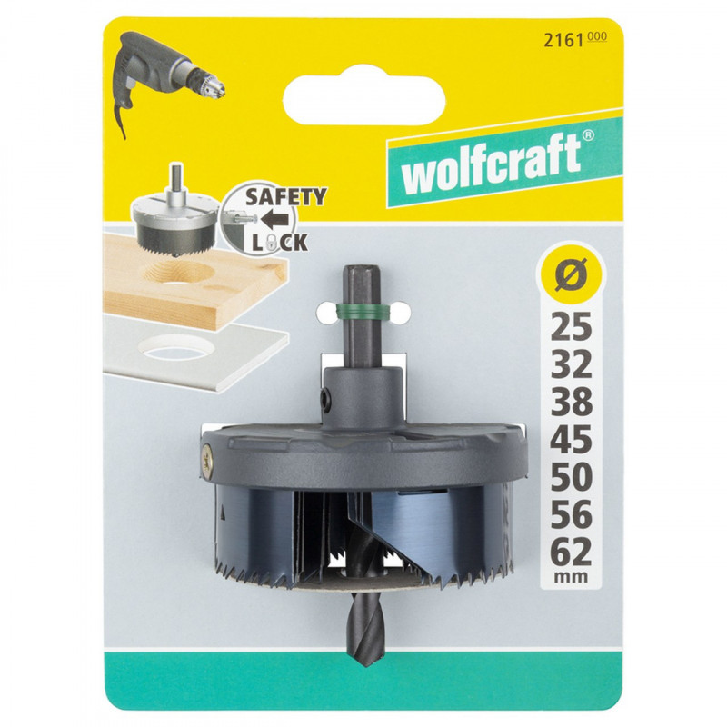 Otwornica uniwersalna 25,32,38,45,50,56,62 mm Wolfcraft Otwornica uniwersalna 25,32,38,45,50,56,62 mm Wolfcraft