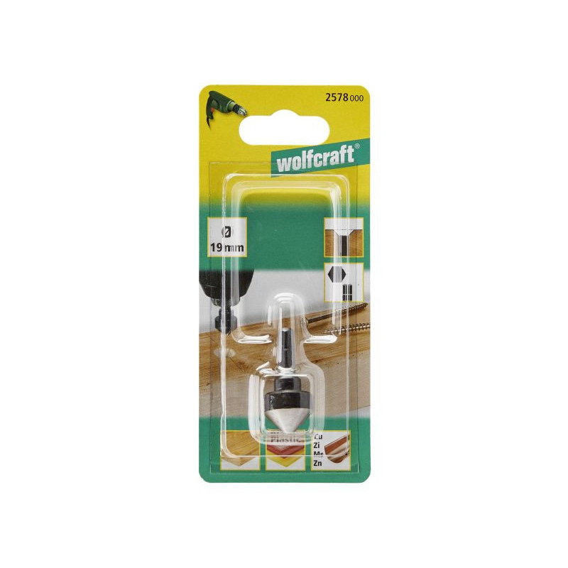 Pogłębiacz 19 mm Wolfcraft - WS, trzpień 6-kąt Pogłębiacz 19 mm Wolfcraft - WS, trzpień 6-kąt