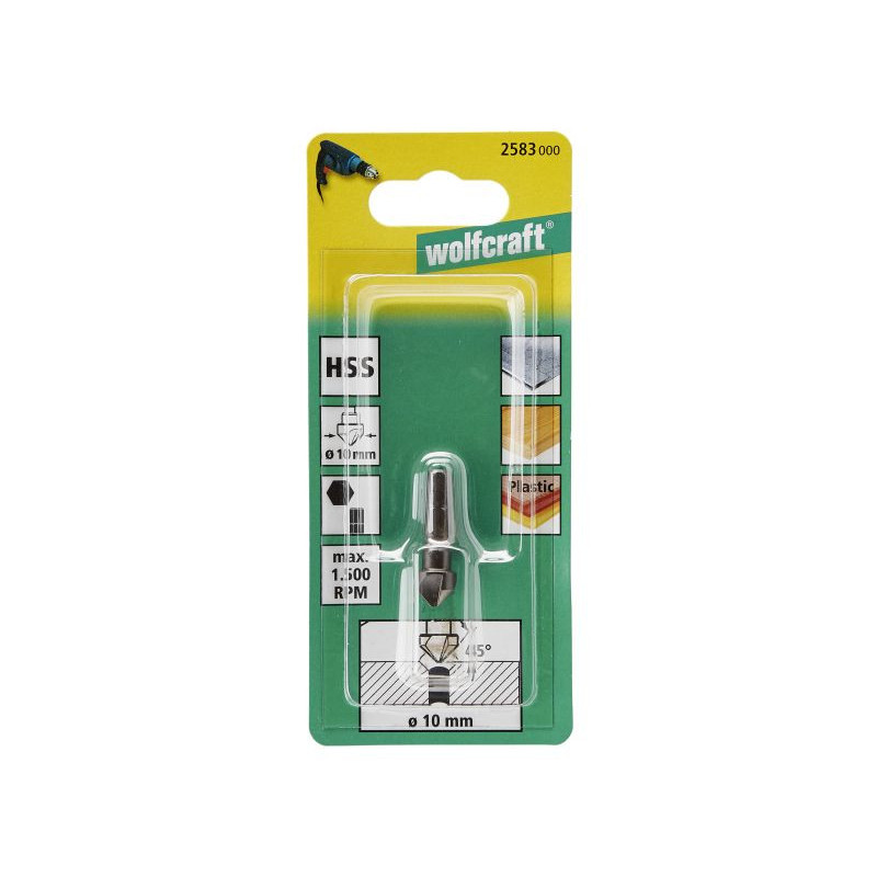 Pogłębiacz 10 mm Wolfcraft - HSS, trzpień 6-kąt Pogłębiacz 10 mm Wolfcraft - HSS, trzpień 6-kąt