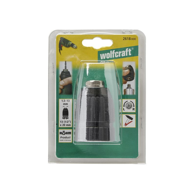 Uchwyt wiertarski szybkomocujący 1,5 - 13 mm Wolfcraft - 13 (1/2) - 20 Uchwyt wiertarski szybkomocujący 1,5 - 13 mm Wolfcraft - 13 (1/2) - 20