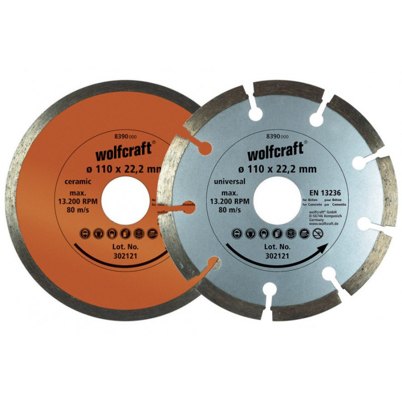 2 tarcze diamentowe fi 110 mm, Wolfcraft 2 tarcze diamentowe fi 110 mm, Wolfcraft