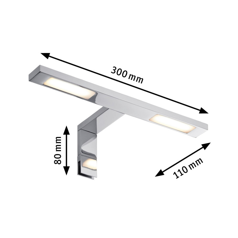 Oprawa ścienna HOOK LED nad lustro 2x3,2W 2x280lm 2700K IP44 230V chrom / metal Oprawa ścienna HOOK LED nad lustro 2x3,2W 2x280lm 2700K IP44 230V chrom / metal