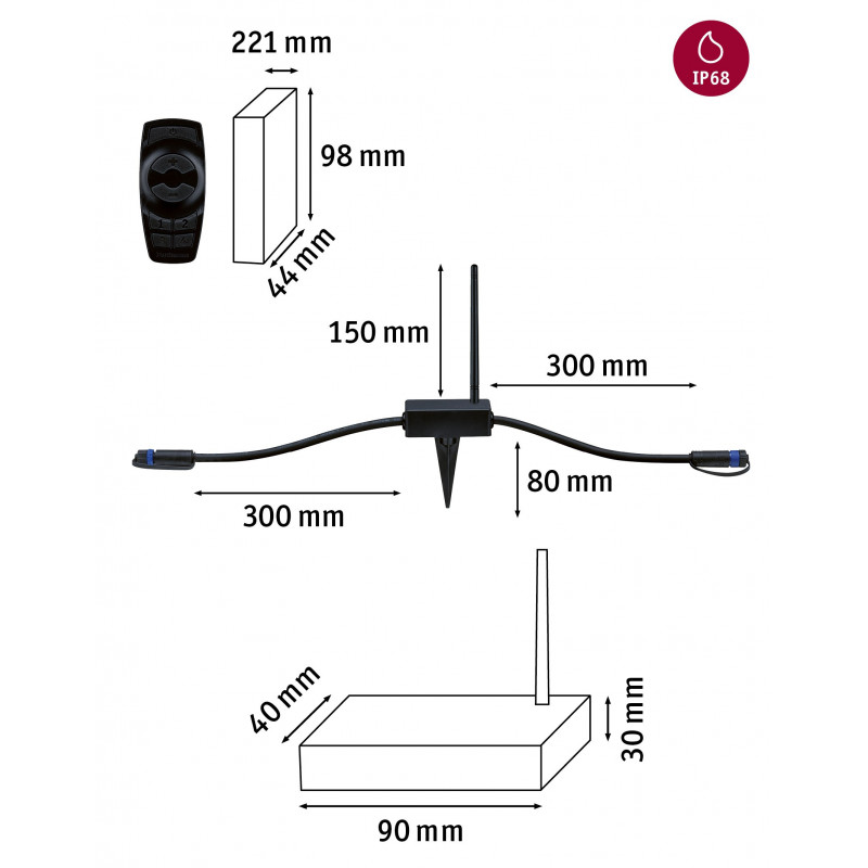 Kontroler Plug & Shine+pilot 433MHz IP68 czarny / tworzywo sztuczne Kontroler Plug & Shine+pilot 433MHz IP68 czarny / tworzywo sztuczne