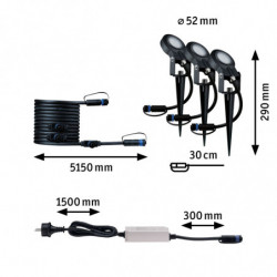Reflektor ogrodowy Plug & Shine STING zestaw kompletny 3x6W 3000K 520lm DIM IP67 24V antracyt / aluminum Reflektor ogrodowy Plug & Shine STING zestaw kompletny 3x6W 3000K 520lm DIM IP67 24V antracyt / aluminum