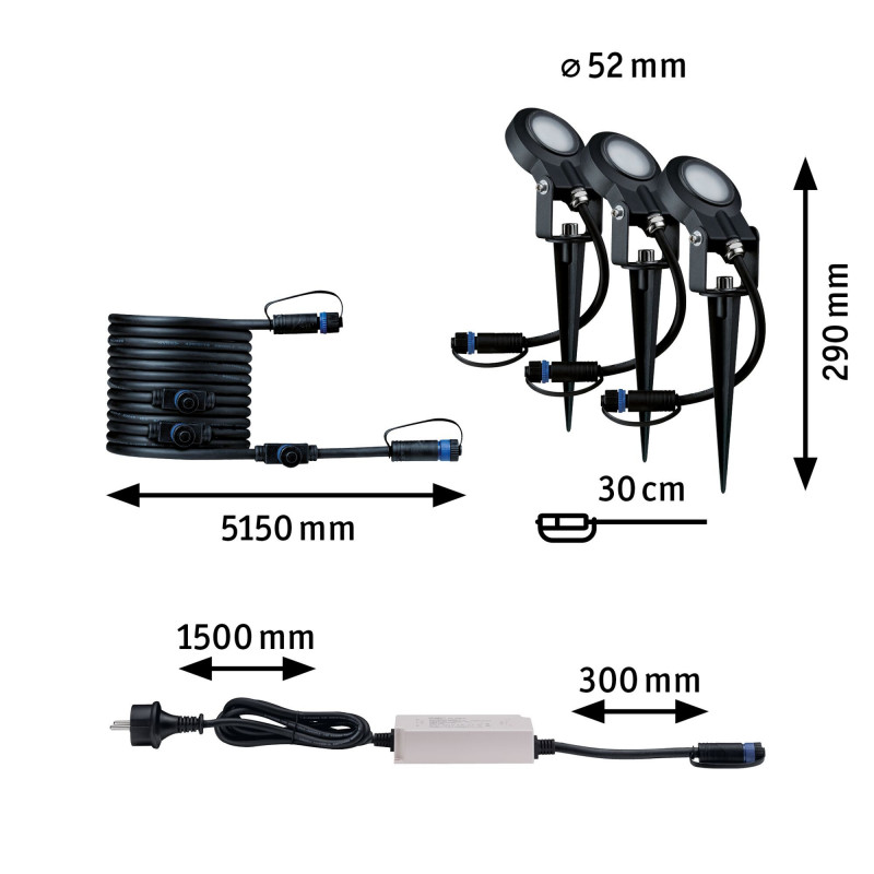Reflektor ogrodowy Plug & Shine STING zestaw kompletny 3x6W 3000K 520lm DIM IP67 24V antracyt / aluminum Reflektor ogrodowy Plug & Shine STING zestaw kompletny 3x6W 3000K 520lm DIM IP67 24V antracyt / aluminum