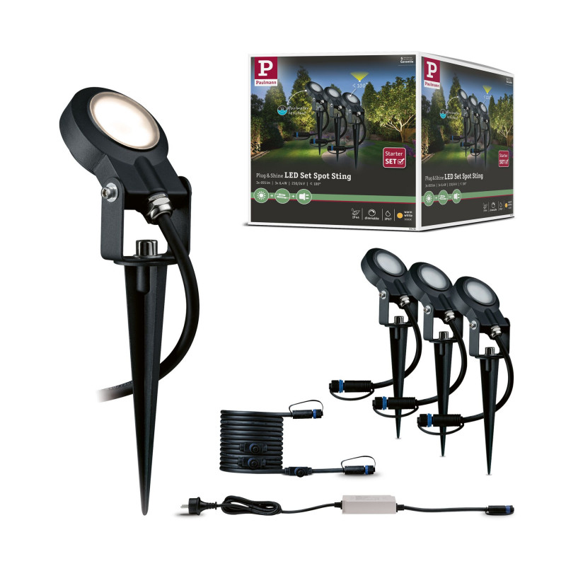 Reflektor ogrodowy Plug & Shine STING zestaw kompletny 3x6W 3000K 520lm DIM IP67 24V antracyt / aluminum Reflektor ogrodowy Plug & Shine STING zestaw kompletny 3x6W 3000K 520lm DIM IP67 24V antracyt / aluminum