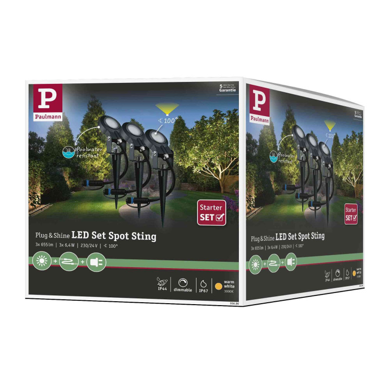 Reflektor ogrodowy Plug & Shine STING zestaw kompletny 3x6W 3000K 520lm DIM IP67 24V antracyt / aluminum Reflektor ogrodowy Plug & Shine STING zestaw kompletny 3x6W 3000K 520lm DIM IP67 24V antracyt / aluminum