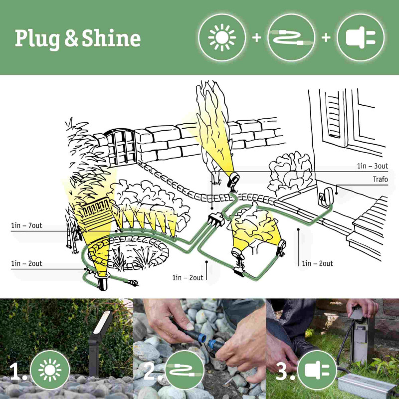 Przewód połączeniowy Plug & Shine 1m 1in-3out IP68 24V czarny / tworzywo sztuczne Przewód połączeniowy Plug & Shine 1m 1in-3out IP68 24V czarny / tworzywo sztuczne