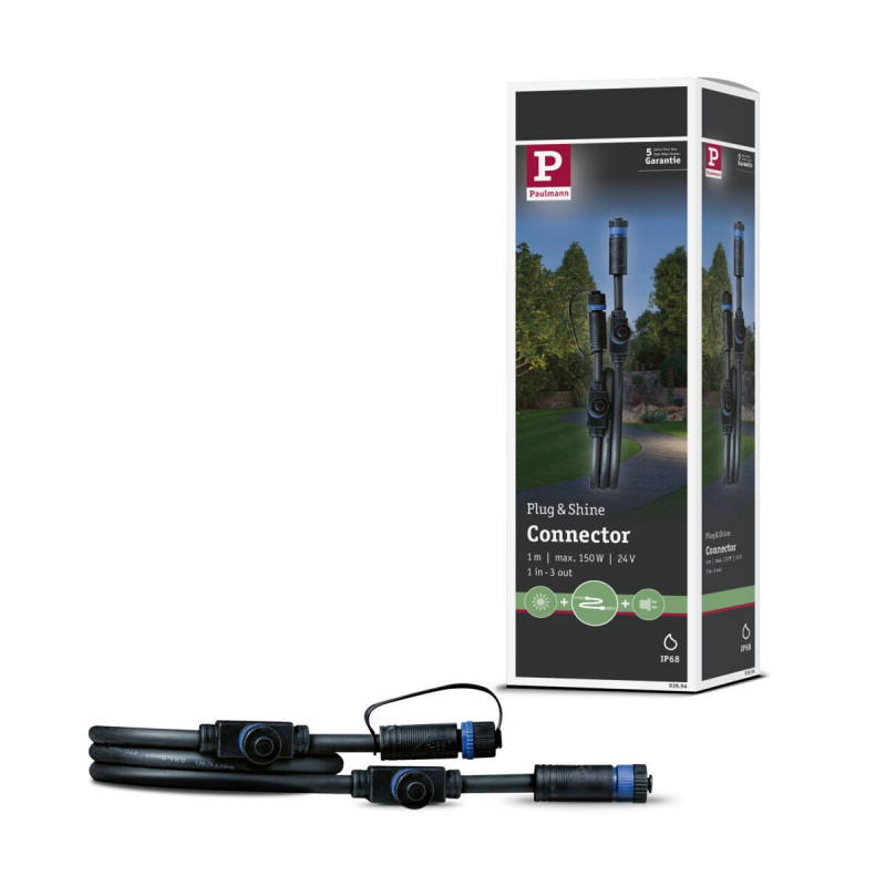 Przewód połączeniowy Plug & Shine 1m 1in-3out IP68 24V czarny / tworzywo sztuczne Przewód połączeniowy Plug & Shine 1m 1in-3out IP68 24V czarny / tworzywo sztuczne