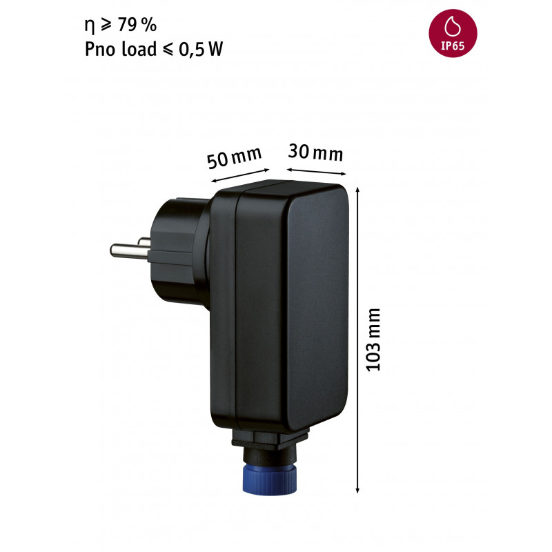 Transformator wtyczkowy Plug & Shine 230/24V DC 21W IP44 czarny / tworzywo sztuczne Transformator wtyczkowy Plug & Shine 230/24V DC 21W IP44 czarny / tworzywo sztuczne