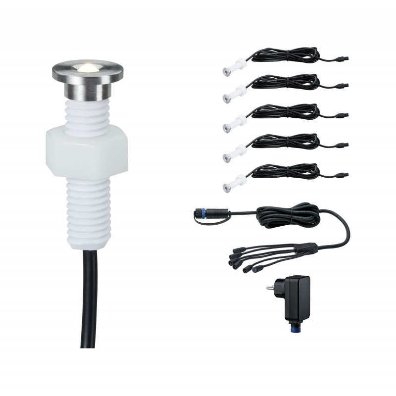Oprawa do wbudowana Plug & Shine MicroPen II zestaw kompletny 5x0,2W 3000K IP67 24V zestaw dodatkowy srebrny / stal Oprawa do wbudowana Plug & Shine MicroPen II zestaw kompletny 5x0,2W 3000K IP67 24V zestaw dodatkowy srebrny / stal