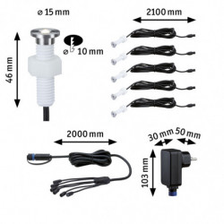 Oprawa do wbudowana Plug & Shine MicroPen II zestaw kompletny 5x0,2W 3000K IP67 24V zestaw dodatkowy srebrny / stal Oprawa do wbudowana Plug & Shine MicroPen II zestaw kompletny 5x0,2W 3000K IP67 24V zestaw dodatkowy srebrny / stal