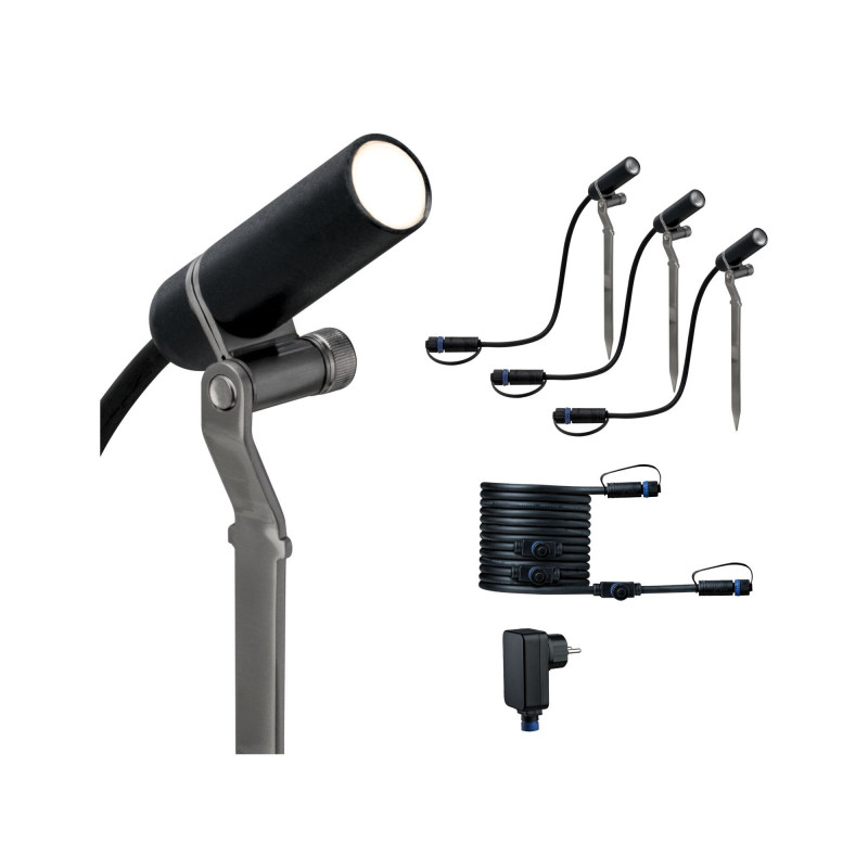 Zestaw ogrodowy Plug & Shine PLANTINI 3x2W 3000K IP65 24V zestaw antracyt / aluminium Zestaw ogrodowy Plug & Shine PLANTINI 3x2W 3000K IP65 24V zestaw antracyt / aluminium
