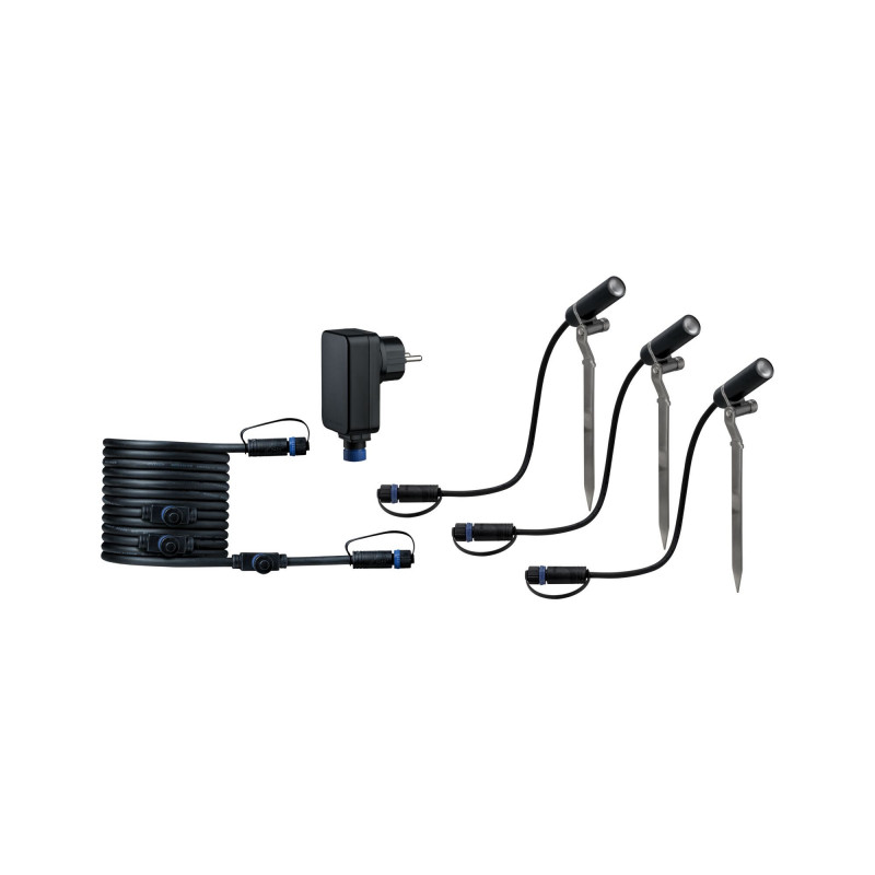 Zestaw ogrodowy Plug & Shine PLANTINI 3x2W 3000K IP65 24V zestaw antracyt / aluminium Zestaw ogrodowy Plug & Shine PLANTINI 3x2W 3000K IP65 24V zestaw antracyt / aluminium