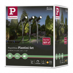 Zestaw ogrodowy Plug & Shine PLANTINI 3x2W 3000K IP65 24V zestaw antracyt / aluminium Zestaw ogrodowy Plug & Shine PLANTINI 3x2W 3000K IP65 24V zestaw antracyt / aluminium