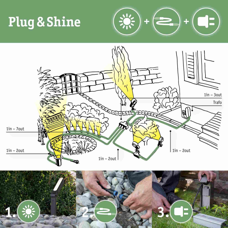 Oprawa ogrodowa Plug & Shine CHOINKA LED DIM 2.8W 3000K 260lm IP67 24V biały / tworzywo Oprawa ogrodowa Plug & Shine CHOINKA LED DIM 2.8W 3000K 260lm IP67 24V biały / tworzywo