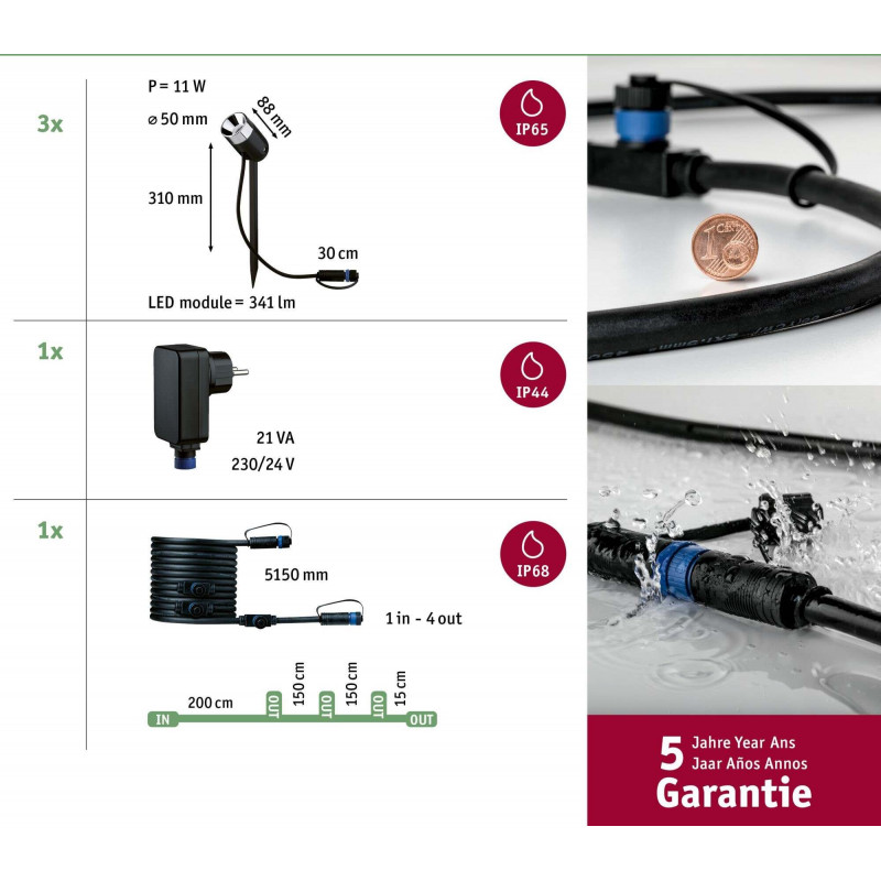 Reflektor ogrodowy Plug & Shine PIKE zestaw 3x3,5W 3000K IP67 24V antracyt / tworzywo sztuczne Reflektor ogrodowy Plug & Shine PIKE zestaw 3x3,5W 3000K IP67 24V antracyt / tworzywo sztuczne