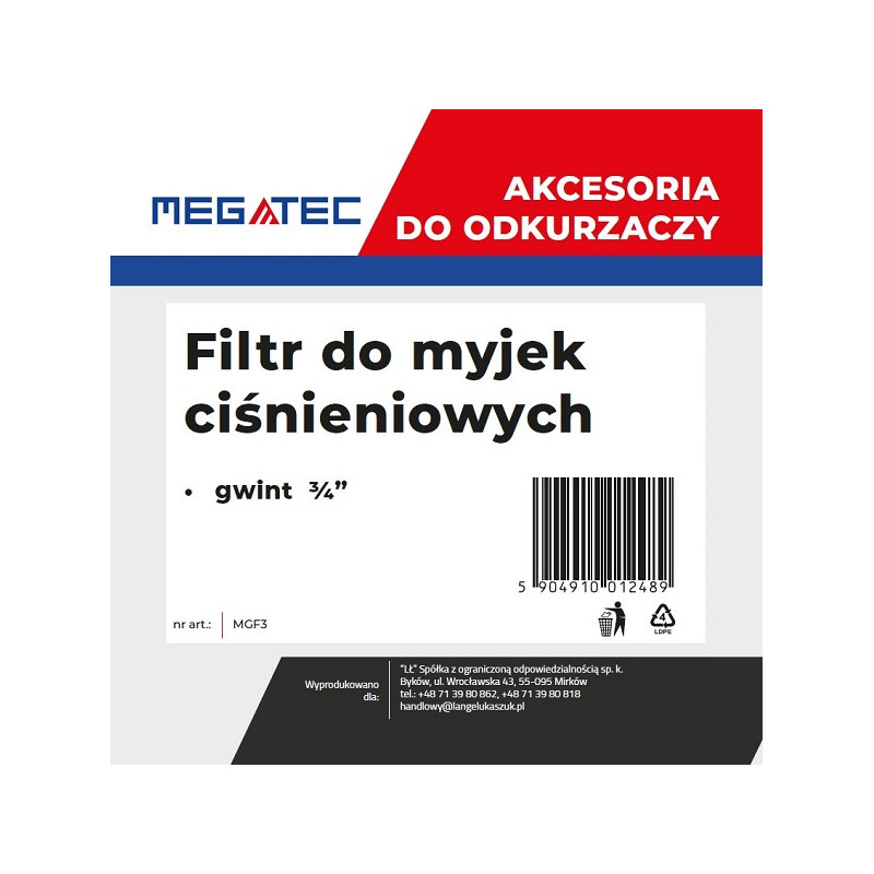 Filtr Megatec do myjek ciśnieniowych Filtr Megatec do myjek ciśnieniowych