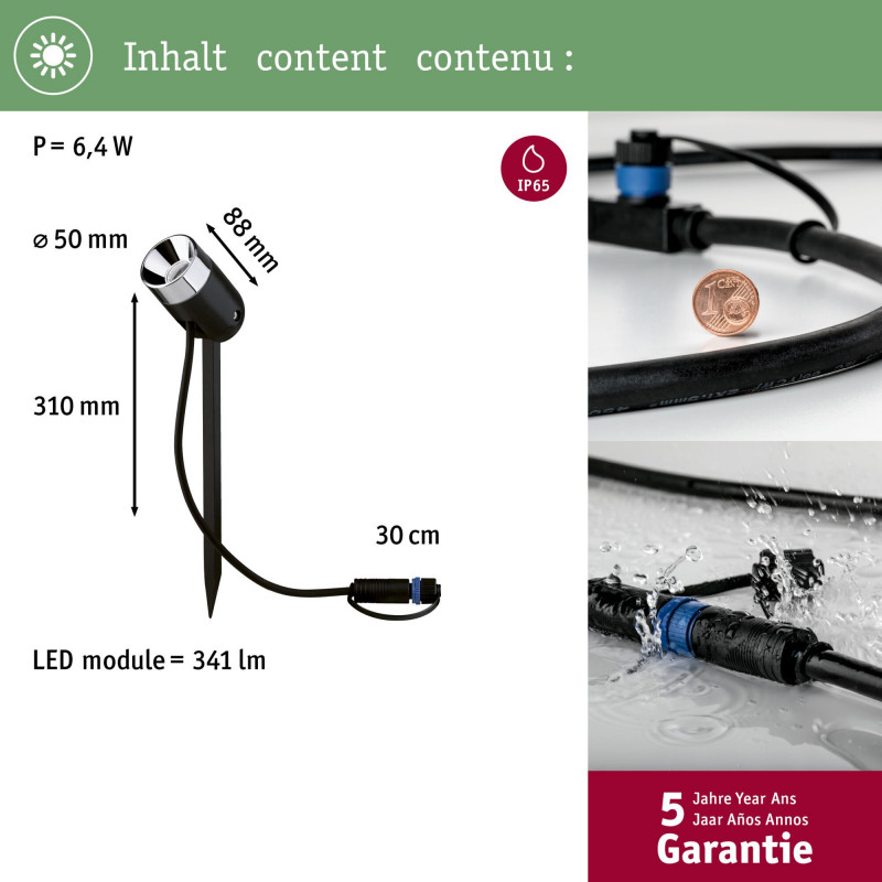 Reflektor ogrodowy Plug & Shine PIKE 2.2W 240lm 3000K IP65 24V antracyt Reflektor ogrodowy Plug & Shine PIKE 2.2W 240lm 3000K IP65 24V antracyt