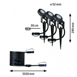 Reflektor ogrodowy Plug & Shine STING zestaw przedłużający 3x6W 3000K 520lm DIM IP67 24V antracyt / aluminum Reflektor ogrodowy Plug & Shine STING zestaw przedłużający 3x6W 3000K 520lm DIM IP67 24V antracyt / aluminum