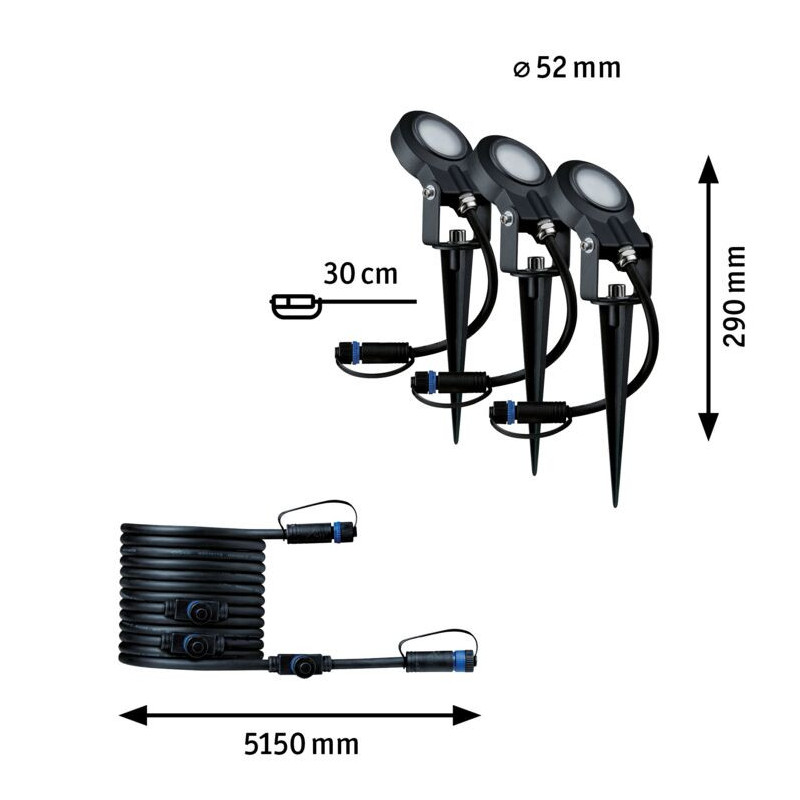 Reflektor ogrodowy Plug & Shine STING zestaw przedłużający 3x6W 3000K 520lm DIM IP67 24V antracyt / aluminum Reflektor ogrodowy Plug & Shine STING zestaw przedłużający 3x6W 3000K 520lm DIM IP67 24V antracyt / aluminum