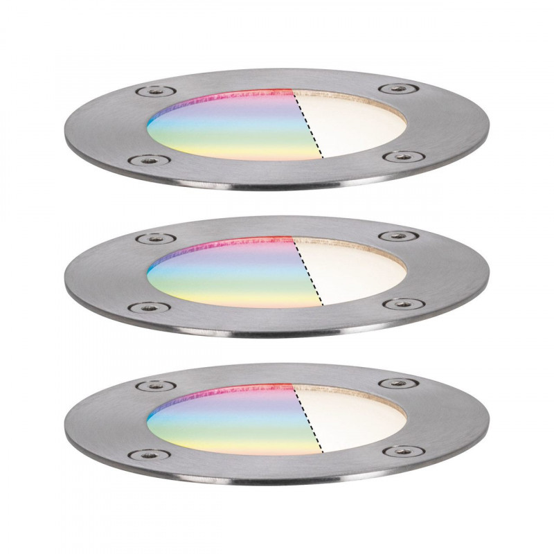 Oprawa dogruntowa Plug & Shine FLOOR zestaw kompletny SH Zigbee RGBW 3x3.6W IP65 24V srebrny / metal Oprawa dogruntowa Plug & Shine FLOOR zestaw kompletny SH Zigbee RGBW 3x3.6W IP65 24V srebrny / metal