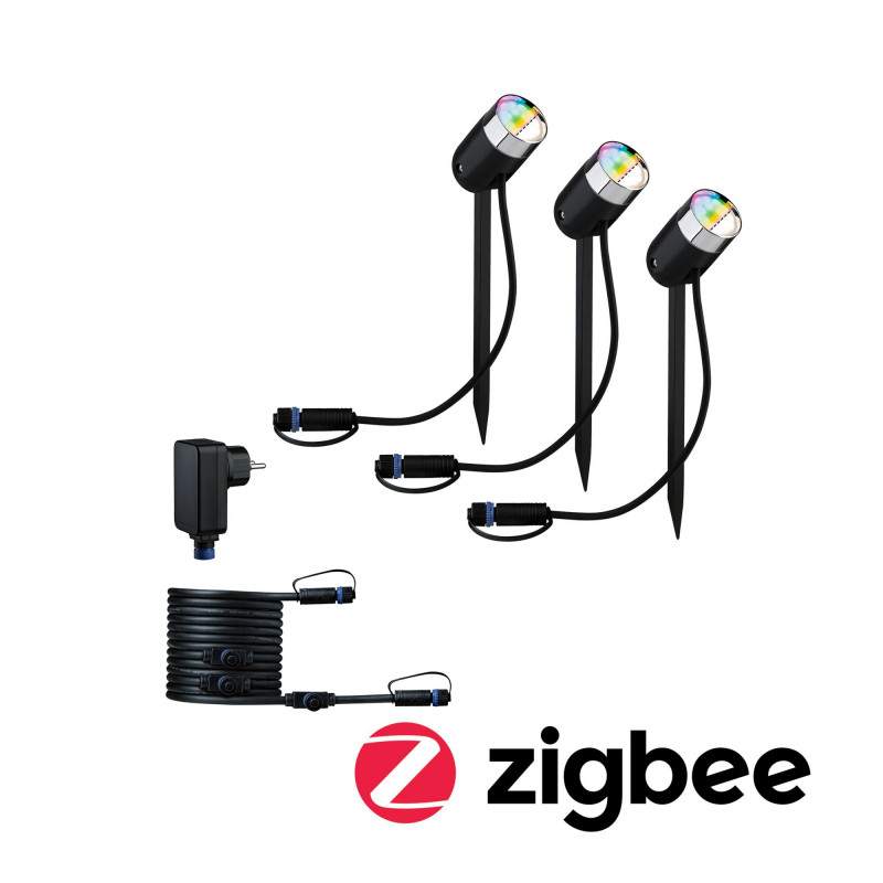 Reflektor ogrodowy Plug & Shine PIKE zestaw 3x4,5W RGBW SH Zigbee IP67 24V antracyt / tworzywo sztuczne Reflektor ogrodowy Plug & Shine PIKE zestaw 3x4,5W RGBW SH Zigbee IP67 24V antracyt / tworzywo sztuczne