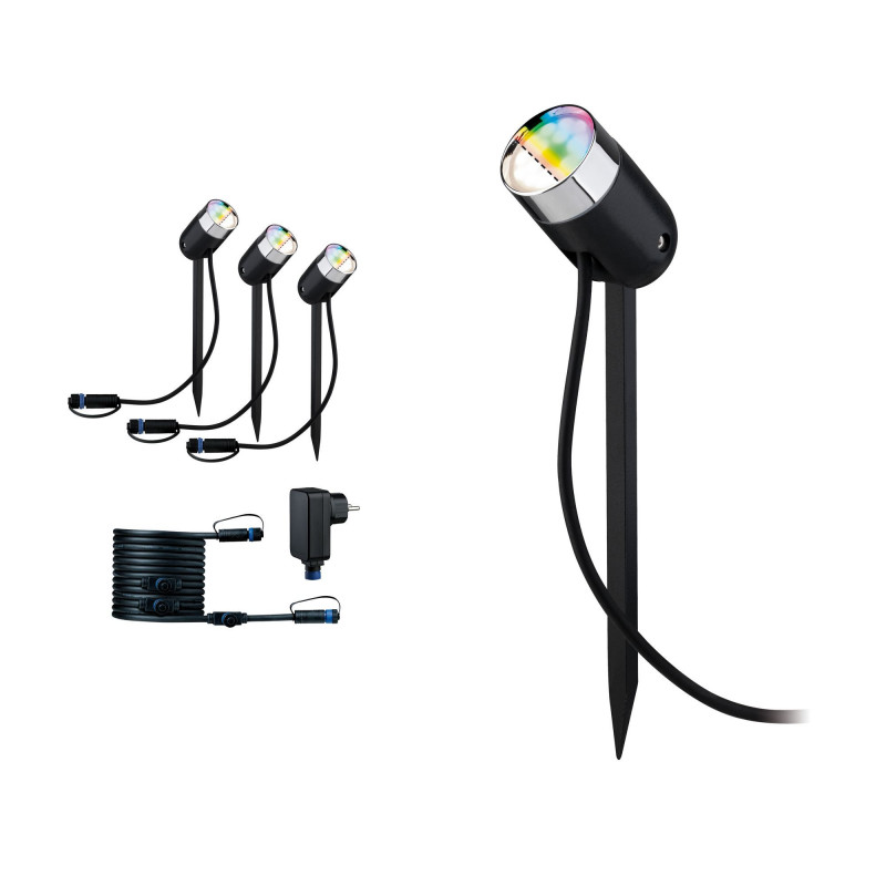Reflektor ogrodowy Plug & Shine PIKE zestaw 3x4,5W RGBW SH Zigbee IP67 24V antracyt / tworzywo sztuczne Reflektor ogrodowy Plug & Shine PIKE zestaw 3x4,5W RGBW SH Zigbee IP67 24V antracyt / tworzywo sztuczne