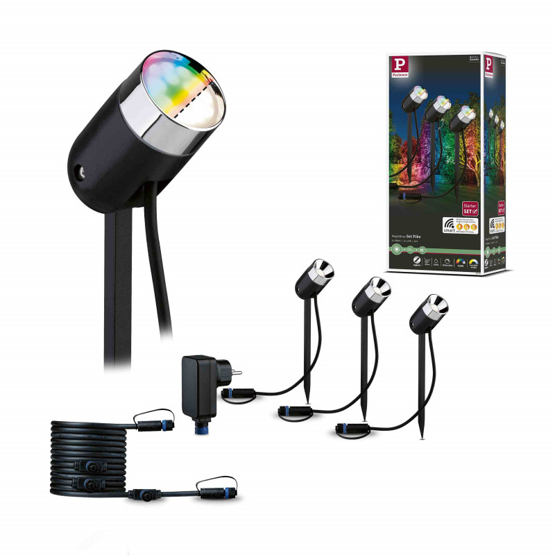 Reflektor ogrodowy Plug & Shine PIKE zestaw 3x4,5W RGBW SH Zigbee IP67 24V antracyt / tworzywo sztuczne Reflektor ogrodowy Plug & Shine PIKE zestaw 3x4,5W RGBW SH Zigbee IP67 24V antracyt / tworzywo sztuczne