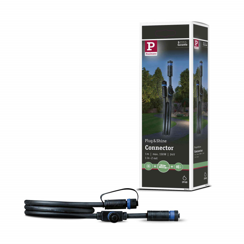 Przewód połączeniowy Plug & Shine 1m 1in-2out IP68 24V czarny / tworzywo sztuczne Przewód połączeniowy Plug & Shine 1m 1in-2out IP68 24V czarny / tworzywo sztuczne