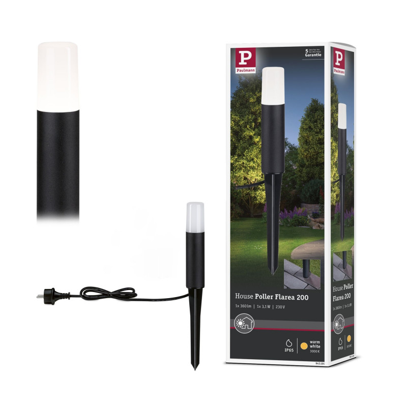 Oprawa ogrodowa FLAREA LED 200mm 3W 280lm 3000K IP65 230V czarny / aluminium Oprawa ogrodowa FLAREA LED 200mm 3W 280lm 3000K IP65 230V czarny / aluminium