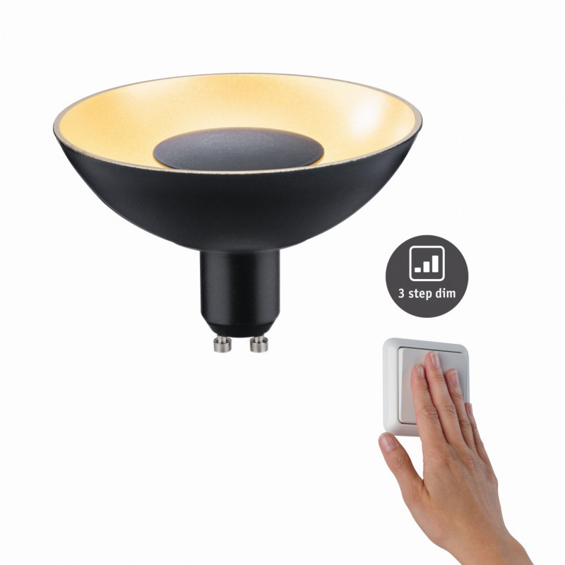 Źródło światła LED GU10 DIM 3-STEP 4.9W 170lm 1900K 230V czarny złoty / tworzywo sztuczne Źródło światła LED GU10 DIM 3-STEP 4.9W 170lm 1900K 230V czarny złoty / tworzywo sztuczne