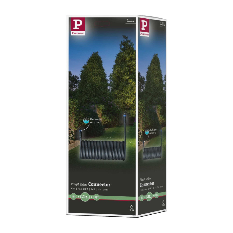 Przewód połączeniowy Plug & Shine 10m 1in-1out IP68 24V czarny / tworzywo sztuczne Przewód połączeniowy Plug & Shine 10m 1in-1out IP68 24V czarny / tworzywo sztuczne