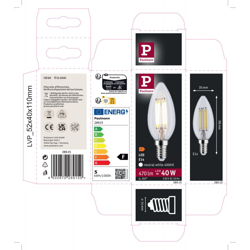 Źródło światła LED świecowa 4.8W E14 470lm 4000K klar 230V Źródło światła LED świecowa 4.8W E14 470lm 4000K klar 230V