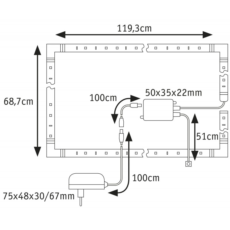 Zestaw taśma LED TV55 cali MaxLED 250 RGBW+ 20,5W 3000K 360cm 230/24V Zestaw taśma LED TV55 cali MaxLED 250 RGBW+ 20,5W 3000K 360cm 230/24V