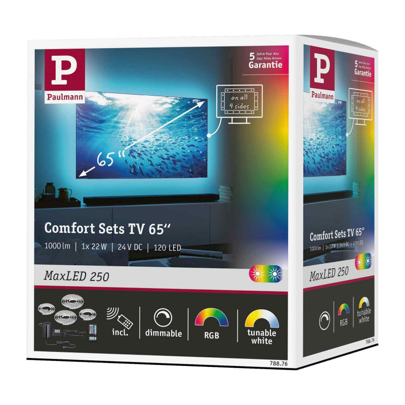 Zestaw taśma LED TV65 cali MaxLED 250 RGBW+ 22W 3000K 430cm 230/24V Zestaw taśma LED TV65 cali MaxLED 250 RGBW+ 22W 3000K 430cm 230/24V