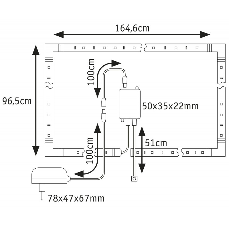 Zestaw taśma LED TV75 cali MaxLED 250 RGBW+25,5W 3000K 510cm 230/24V Zestaw taśma LED TV75 cali MaxLED 250 RGBW+25,5W 3000K 510cm 230/24V