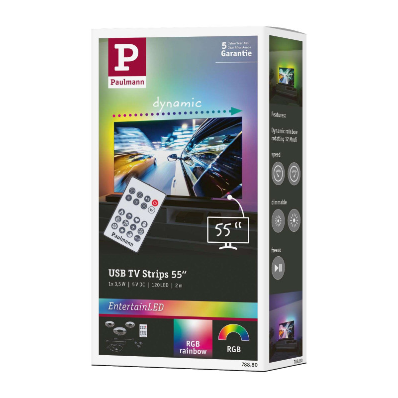 Zestaw taśma LED TV55 cali USB + pilot Dynamic Rainbow RGB 3,5W 5V czarny Zestaw taśma LED TV55 cali USB + pilot Dynamic Rainbow RGB 3,5W 5V czarny