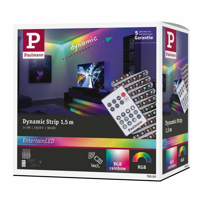 Kompletny zestaw taśma DYNAMIC LED RGB+ 3W 1,5M IP20 60LED/m 5VA 230V/12V DC biały / tworzywo sztuczne Kompletny zestaw taśma DYNAMIC LED RGB+ 3W 1,5M IP20 60LED/m 5VA 230V/12V DC biały / tworzywo sztuczne