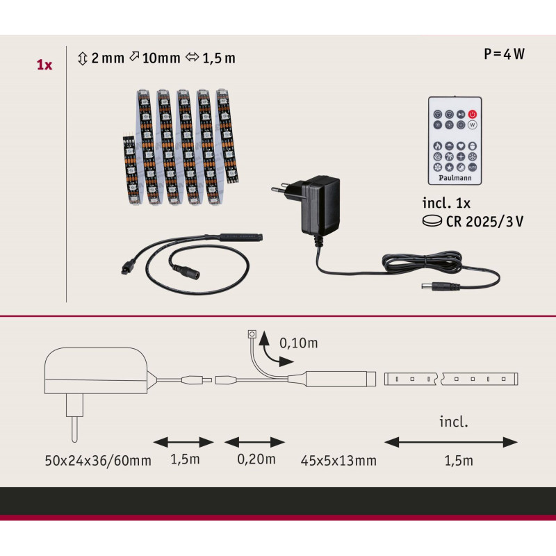 Kompletny zestaw taśma DYNAMIC LED RGB+ 3W 1,5M IP20 60LED/m 5VA 230V/12V DC biały / tworzywo sztuczne Kompletny zestaw taśma DYNAMIC LED RGB+ 3W 1,5M IP20 60LED/m 5VA 230V/12V DC biały / tworzywo sztuczne
