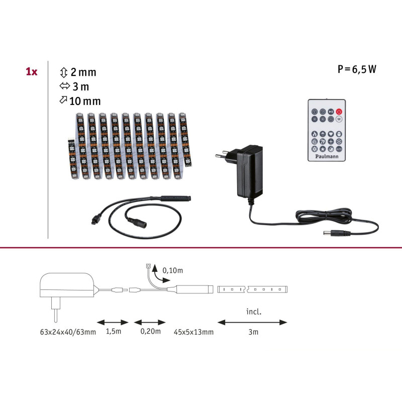 Kompletny zestaw taśma DYNAMIC LED RGB+ 5W 3M IP20 60LED/m 10VA 230V/12V DC biały / tworzywo sztuczne Kompletny zestaw taśma DYNAMIC LED RGB+ 5W 3M IP20 60LED/m 10VA 230V/12V DC biały / tworzywo sztuczne