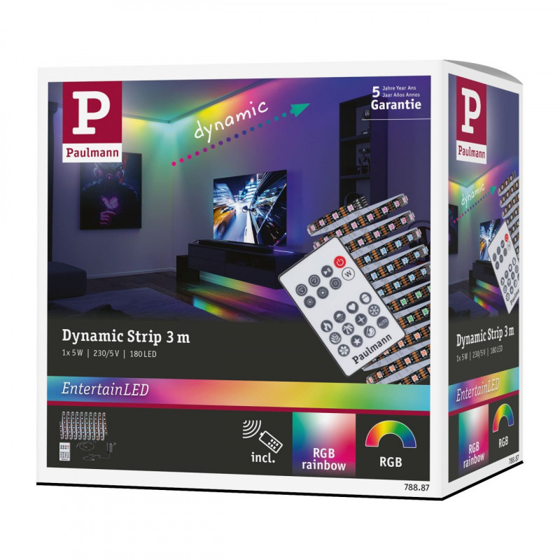 Kompletny zestaw taśma DYNAMIC LED RGB+ 5W 3M IP20 60LED/m 10VA 230V/12V DC biały / tworzywo sztuczne Kompletny zestaw taśma DYNAMIC LED RGB+ 5W 3M IP20 60LED/m 10VA 230V/12V DC biały / tworzywo sztuczne