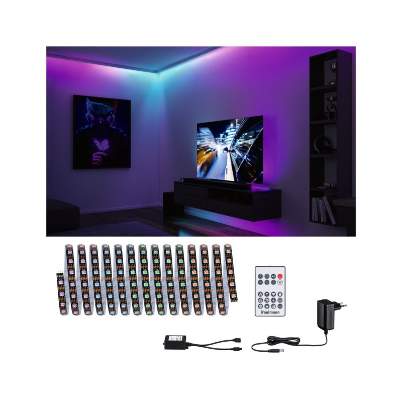 Kompletny zestaw taśma DYNAMIC LED RGB+10,5W 5M IP20 60LED/m 15VA 230V/12V DC biały / tworzywo sztuczne Kompletny zestaw taśma DYNAMIC LED RGB+10,5W 5M IP20 60LED/m 15VA 230V/12V DC biały / tworzywo sztuczne
