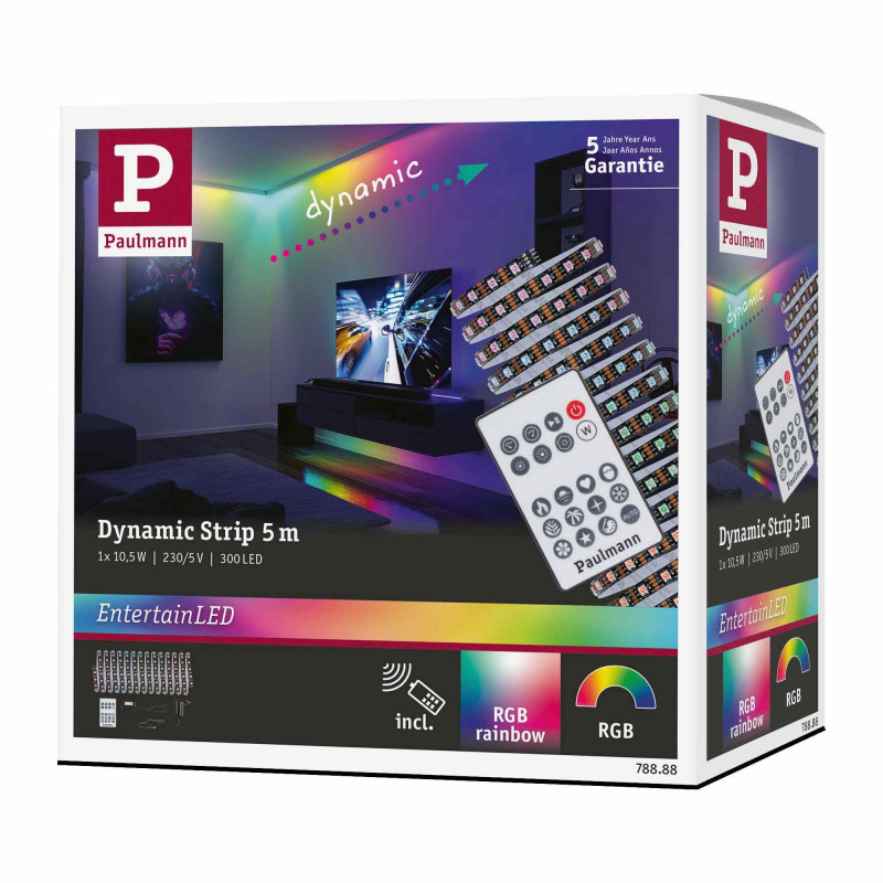 Kompletny zestaw taśma DYNAMIC LED RGB+10,5W 5M IP20 60LED/m 15VA 230V/12V DC biały / tworzywo sztuczne Kompletny zestaw taśma DYNAMIC LED RGB+10,5W 5M IP20 60LED/m 15VA 230V/12V DC biały / tworzywo sztuczne