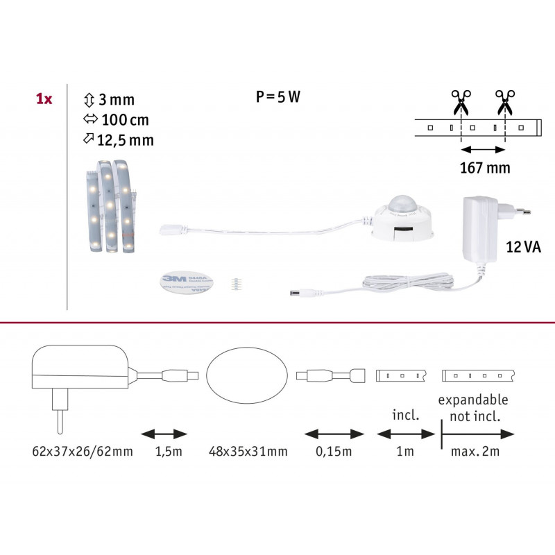 MaxLED 250 Night Comfort zestaw jednostronny 1m 4W 300lm 30LEDs/m 2700K 12VA MaxLED 250 Night Comfort zestaw jednostronny 1m 4W 300lm 30LEDs/m 2700K 12VA