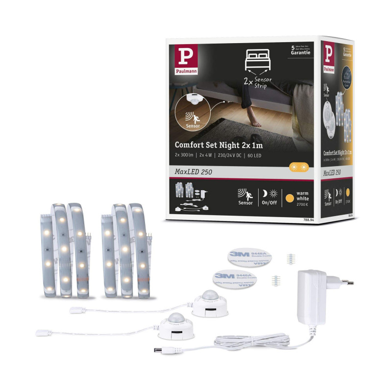MaxLED 250 Night Comfort zestaw dwustronny 2x1m 2x4W 2x300lm 60LEDs/m 2700K 24VA MaxLED 250 Night Comfort zestaw dwustronny 2x1m 2x4W 2x300lm 60LEDs/m 2700K 24VA
