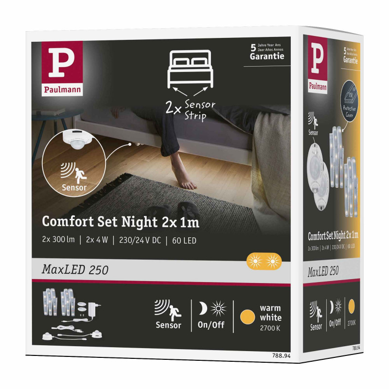 MaxLED 250 Night Comfort zestaw dwustronny 2x1m 2x4W 2x300lm 60LEDs/m 2700K 24VA MaxLED 250 Night Comfort zestaw dwustronny 2x1m 2x4W 2x300lm 60LEDs/m 2700K 24VA
