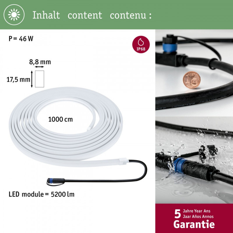 Taśma zewnętrzna LED Plug & Shine DIM 46W 10m 3000K IP68 24V biały Taśma zewnętrzna LED Plug & Shine DIM 46W 10m 3000K IP68 24V biały