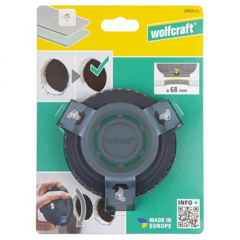 Fazownik krawędzi otworów do płyt gipsowo-kartonowych, O 68 mm, Wolfcraft Fazownik krawędzi otworów do płyt gipsowo-kartonowych, O 68 mm, Wolfcraft